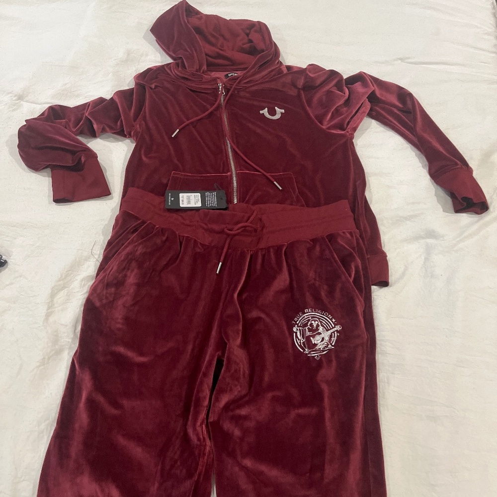 NWT True Religion Velour Track Suit